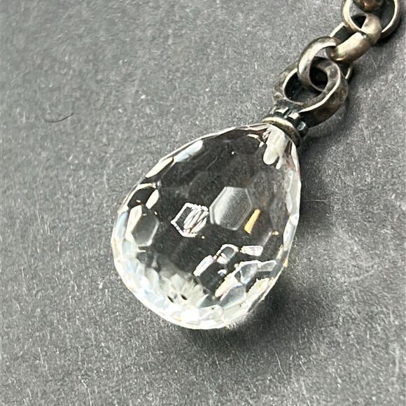 Retired Silpada Leather Cord Sterling Silver Faceted Crystal Pendant Necklace - Picture 5 of 9